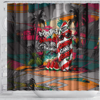 Tropical Christmas In July Candy Cane Surf Shower Curtain Vibrant Street Art Beach Graffiti Graphic TS04 - Polynesian Pride