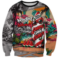 Tropical Christmas In July Candy Cane Surf Sweatshirt Vibrant Street Art Beach Graffiti Graphic