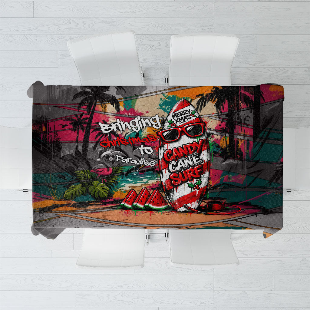 Tropical Christmas In July Candy Cane Surf Tablecloth Vibrant Street Art Beach Graffiti Graphic TS04 Orange Grey - Polynesian Pride