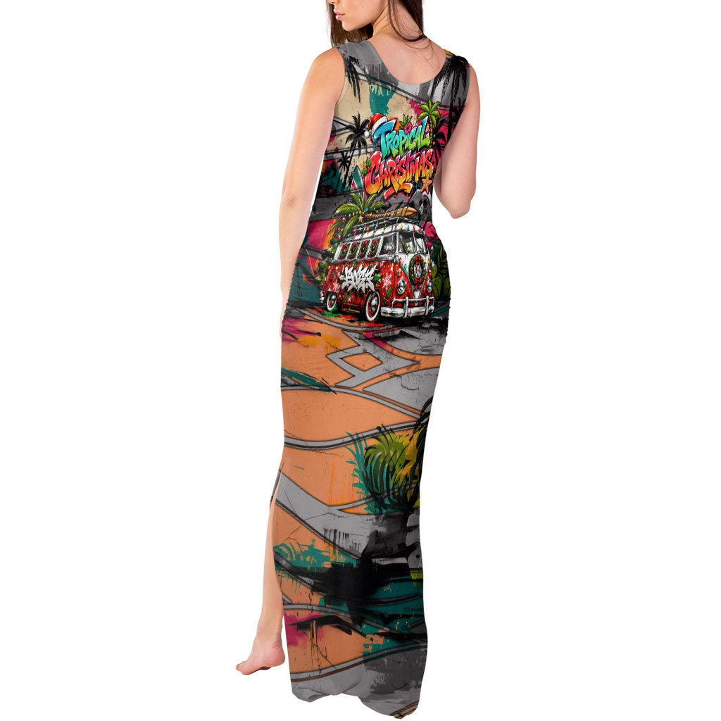 Tropical Christmas In July Candy Cane Surf Tank Maxi Dress Vibrant Street Art Beach Graffiti Graphic