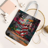 Tropical Christmas In July Candy Cane Surf Tote Bag Vibrant Street Art Beach Graffiti Graphic