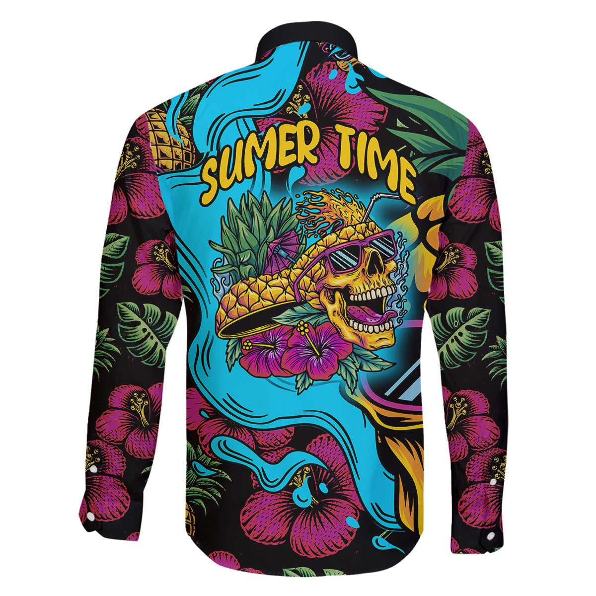 Pineapple Skull Family Matching Mermaid Dress and Hawaiian Shirt Sumer Time TS04 - Polynesian Pride