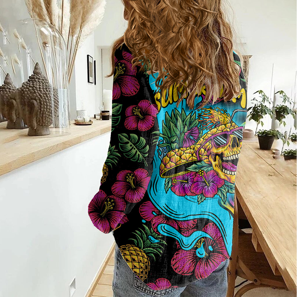 Pineapple Skull Women Casual Shirt Sumer Time TS04 Female Multicolor - Polynesian Pride