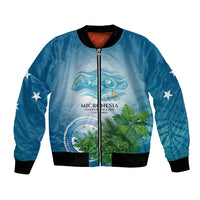 Micronesia Independence Day Bomber Jacket FSM Patriotic Pacific Island Nan Madol Ruins Seabird Tropical TS04 Unisex Blue Green - Polynesian Pride
