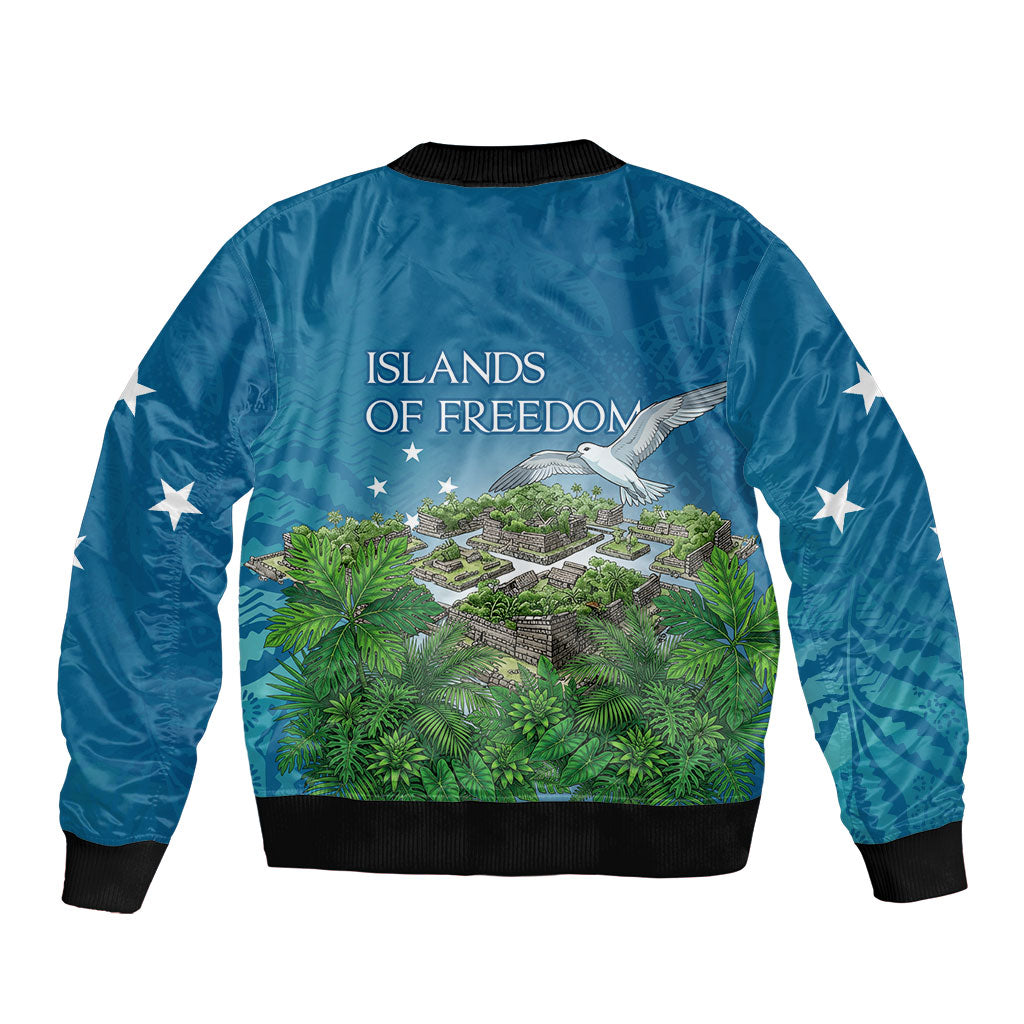 Micronesia Independence Day Bomber Jacket FSM Patriotic Pacific Island Nan Madol Ruins Seabird Tropical TS04 - Polynesian Pride