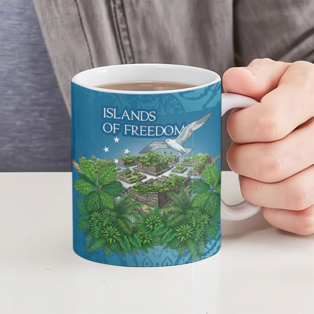 Micronesia Independence Day Ceramic Mug FSM Patriotic Pacific Island Nan Madol Ruins Seabird Tropical TS04 - Polynesian Pride