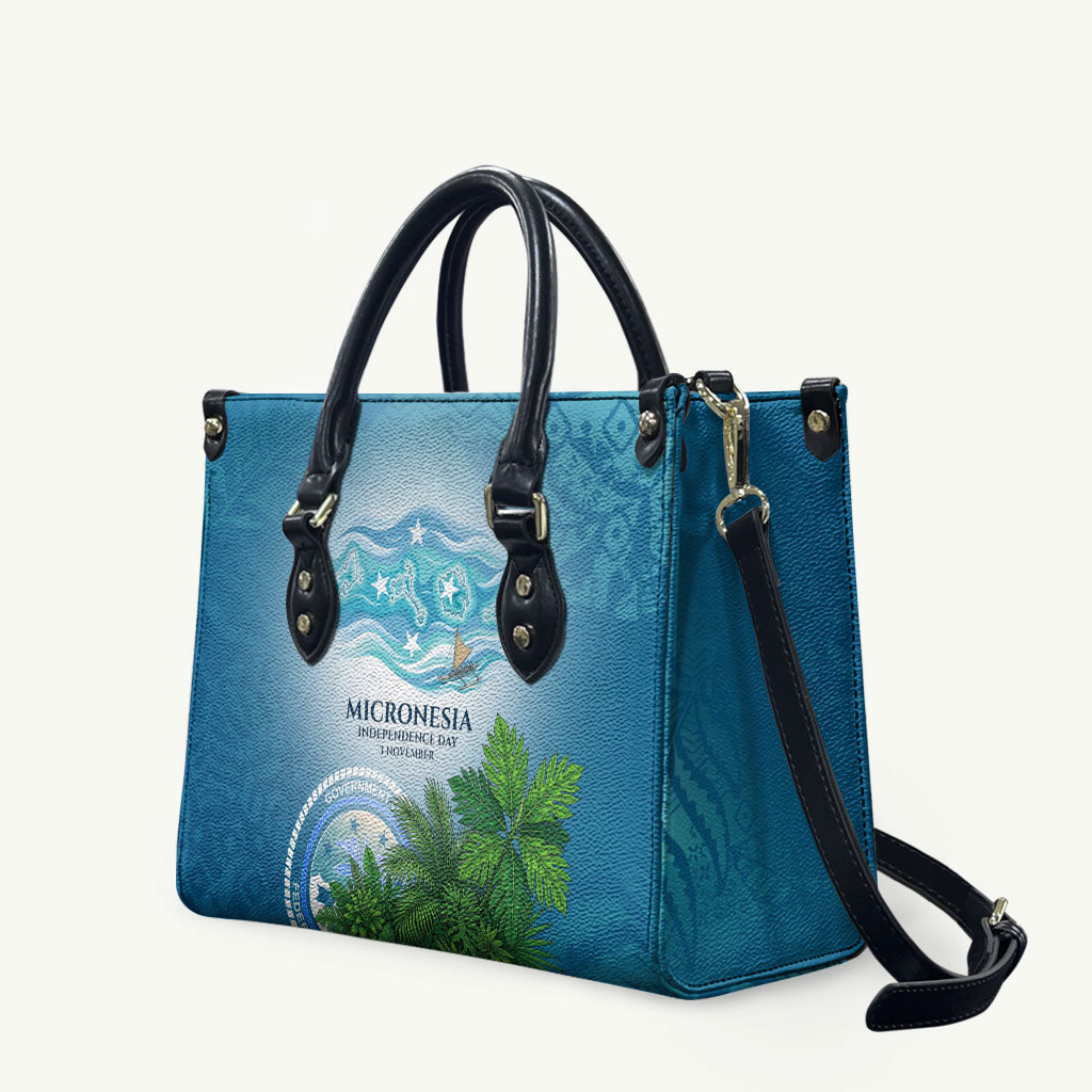 Micronesia Independence Day Leather Bag FSM Patriotic Pacific Island Nan Madol Ruins Seabird Tropical