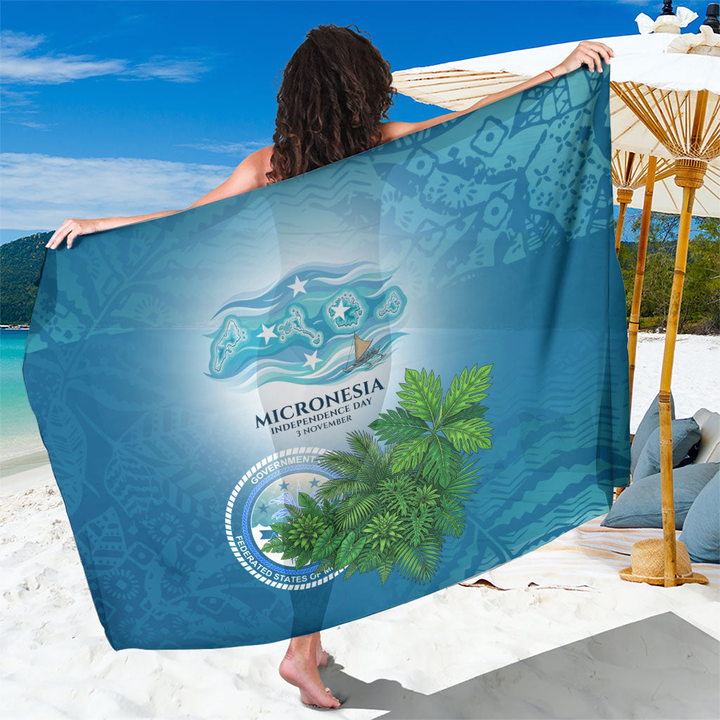 Micronesia Independence Day Sarong FSM Patriotic Pacific Island Nan Madol Ruins Seabird Tropical TS04 One Size 44 x 66 inches Blue Green - Polynesian Pride