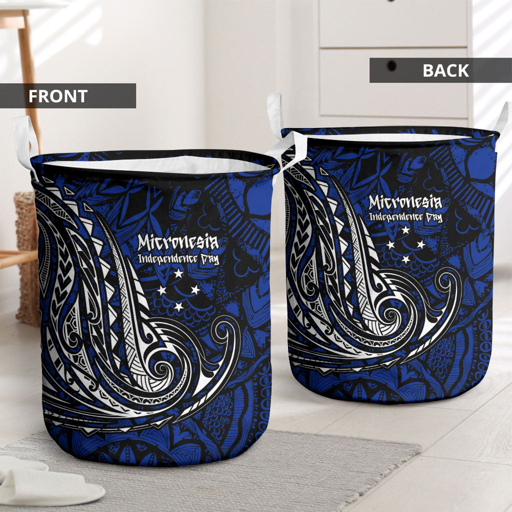 Micronesia Independence Day FSM Laundry Basket Tribal Tattoo Pattern Flag Seal Heritage TS04 - Polynesian Pride