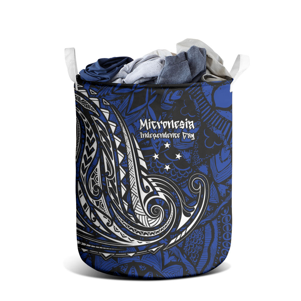 Micronesia Independence Day FSM Laundry Basket Tribal Tattoo Pattern Flag Seal Heritage TS04 - Polynesian Pride