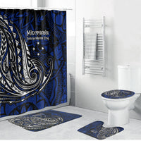Micronesia Independence Day FSM Bathroom Set Tribal Tattoo Pattern Flag Seal Heritage TS04 Bathroom Set (4 pcs) Blue Black - Polynesian Pride