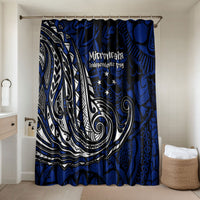 Micronesia Independence Day FSM Bathroom Set Tribal Tattoo Pattern Flag Seal Heritage TS04 Shower Curtain Only Blue Black - Polynesian Pride