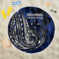 Micronesia Independence Day FSM Beach Blanket Tribal Tattoo Pattern Flag Seal Heritage TS04 One Size 150cm Blue Black - Polynesian Pride