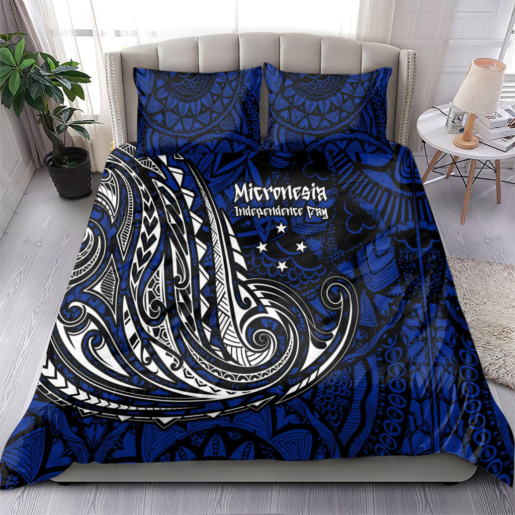 Micronesia Independence Day FSM Bedding Set Tribal Tattoo Pattern Flag Seal Heritage TS04 - Polynesian Pride
