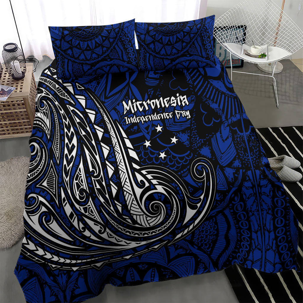 Micronesia Independence Day FSM Bedding Set Tribal Tattoo Pattern Flag Seal Heritage TS04 - Polynesian Pride