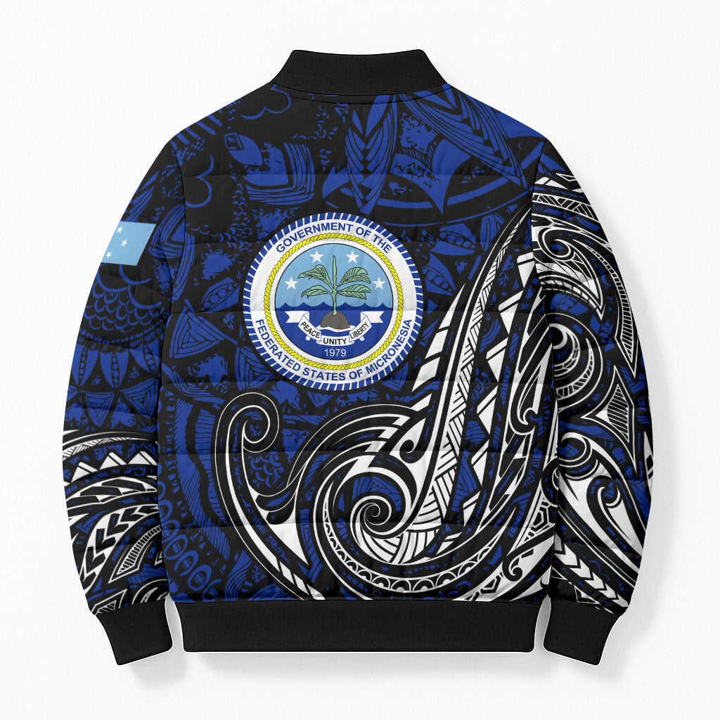 Micronesia Independence Day FSM Bomber Puffer Jacket Tribal Tattoo Pattern Flag Seal Heritage TS04 - Polynesian Pride