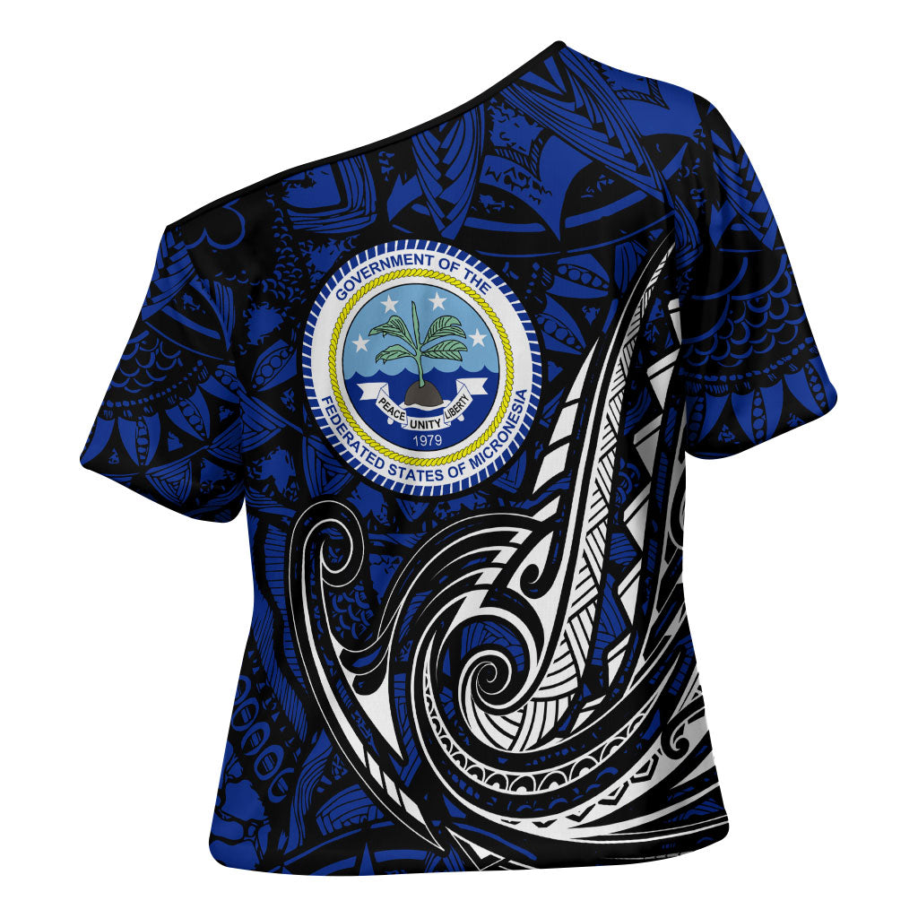 Micronesia Independence Day FSM Cross Shoulder Shirt Tribal Tattoo Pattern Flag Seal Heritage TS04 - Polynesian Pride