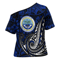 Micronesia Independence Day FSM Cross Shoulder Shirt Tribal Tattoo Pattern Flag Seal Heritage TS04 - Polynesian Pride