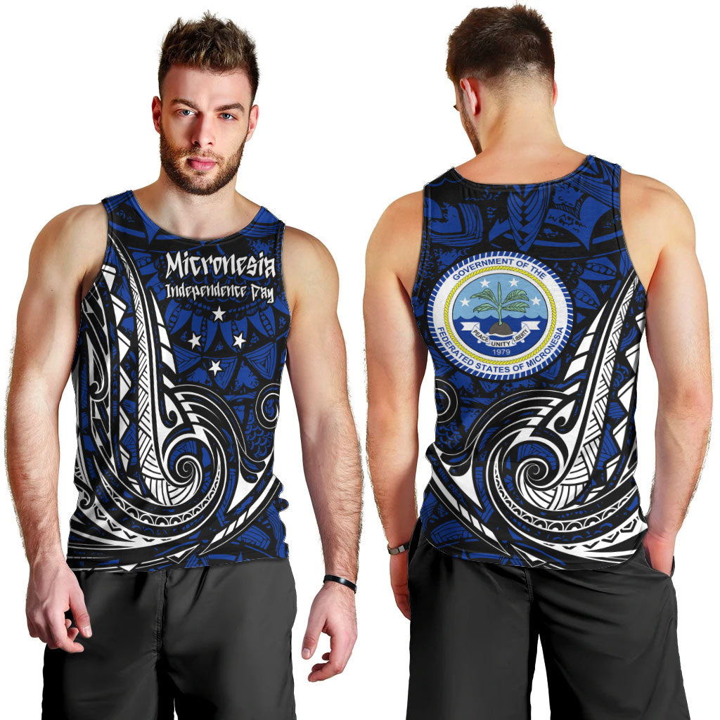Micronesia Independence Day FSM Men Tank Top Tribal Tattoo Pattern Flag Seal Heritage TS04 - Polynesian Pride