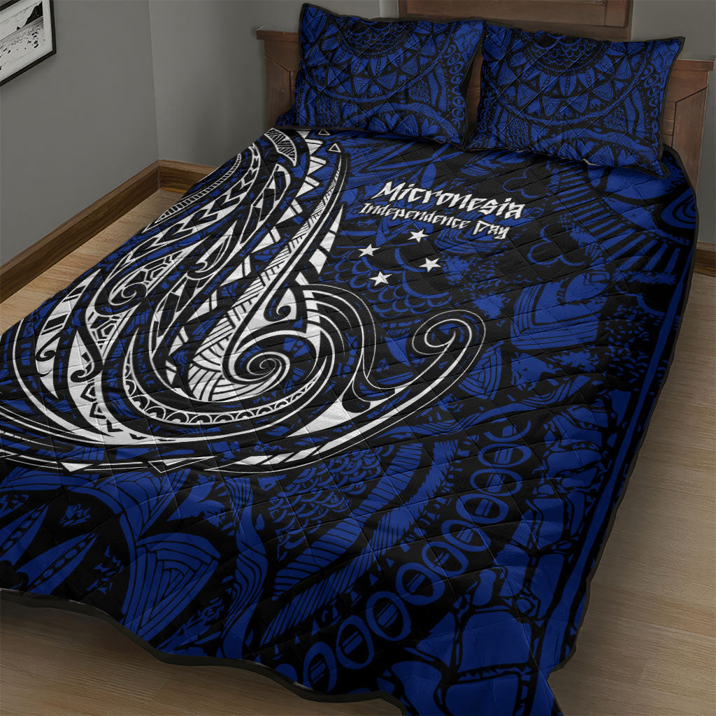 Micronesia Independence Day FSM Quilt Bed Set Tribal Tattoo Pattern Flag Seal Heritage TS04 - Polynesian Pride