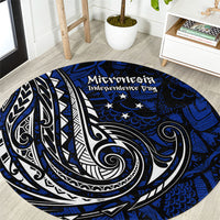 Micronesia Independence Day FSM Round Carpet Tribal Tattoo Pattern Flag Seal Heritage TS04 Blue Black - Polynesian Pride