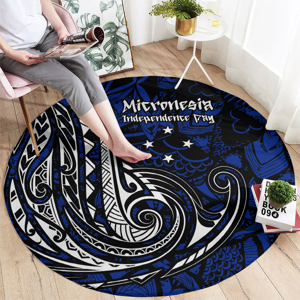 Micronesia Independence Day FSM Round Carpet Tribal Tattoo Pattern Flag Seal Heritage TS04 - Polynesian Pride