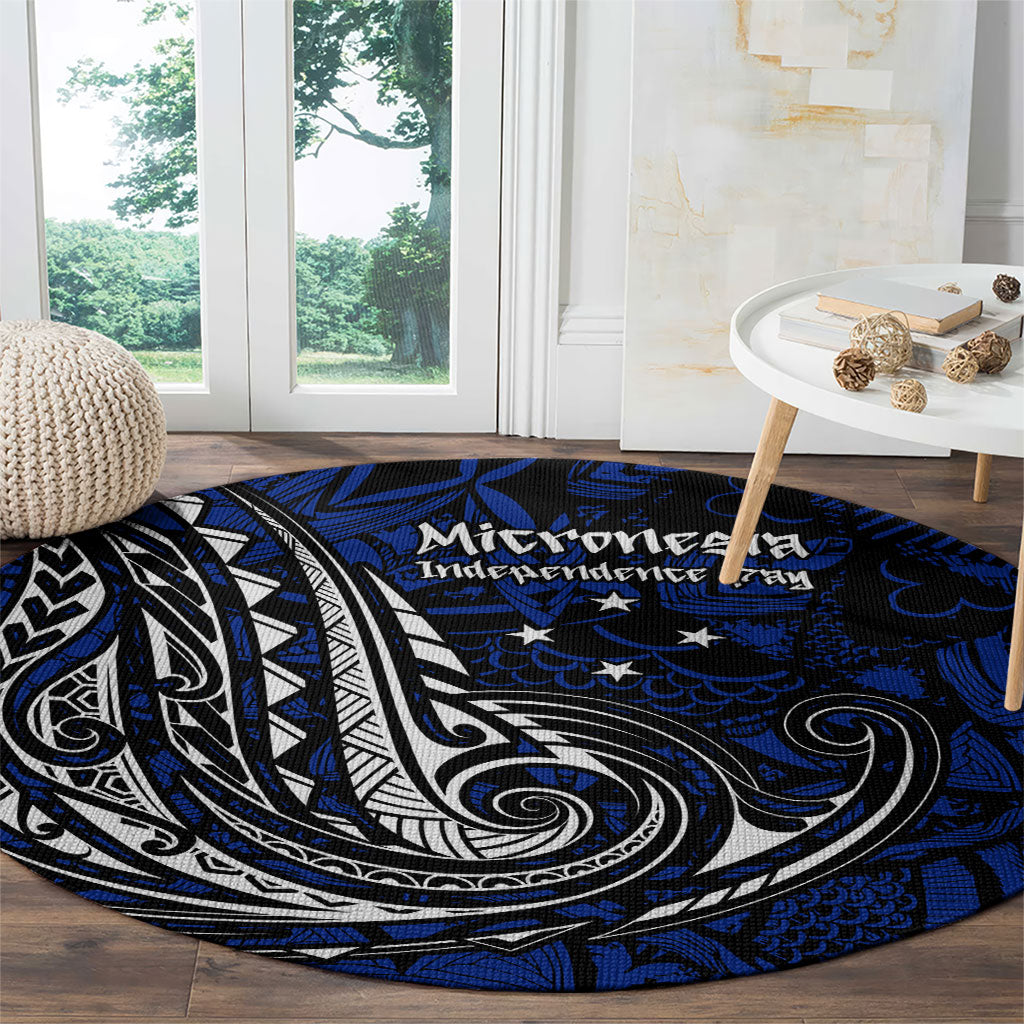 Micronesia Independence Day FSM Round Carpet Tribal Tattoo Pattern Flag Seal Heritage TS04 - Polynesian Pride