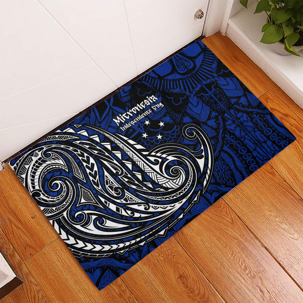 Micronesia Independence Day FSM Rubber Doormat Tribal Tattoo Pattern Flag Seal Heritage TS04 - Polynesian Pride