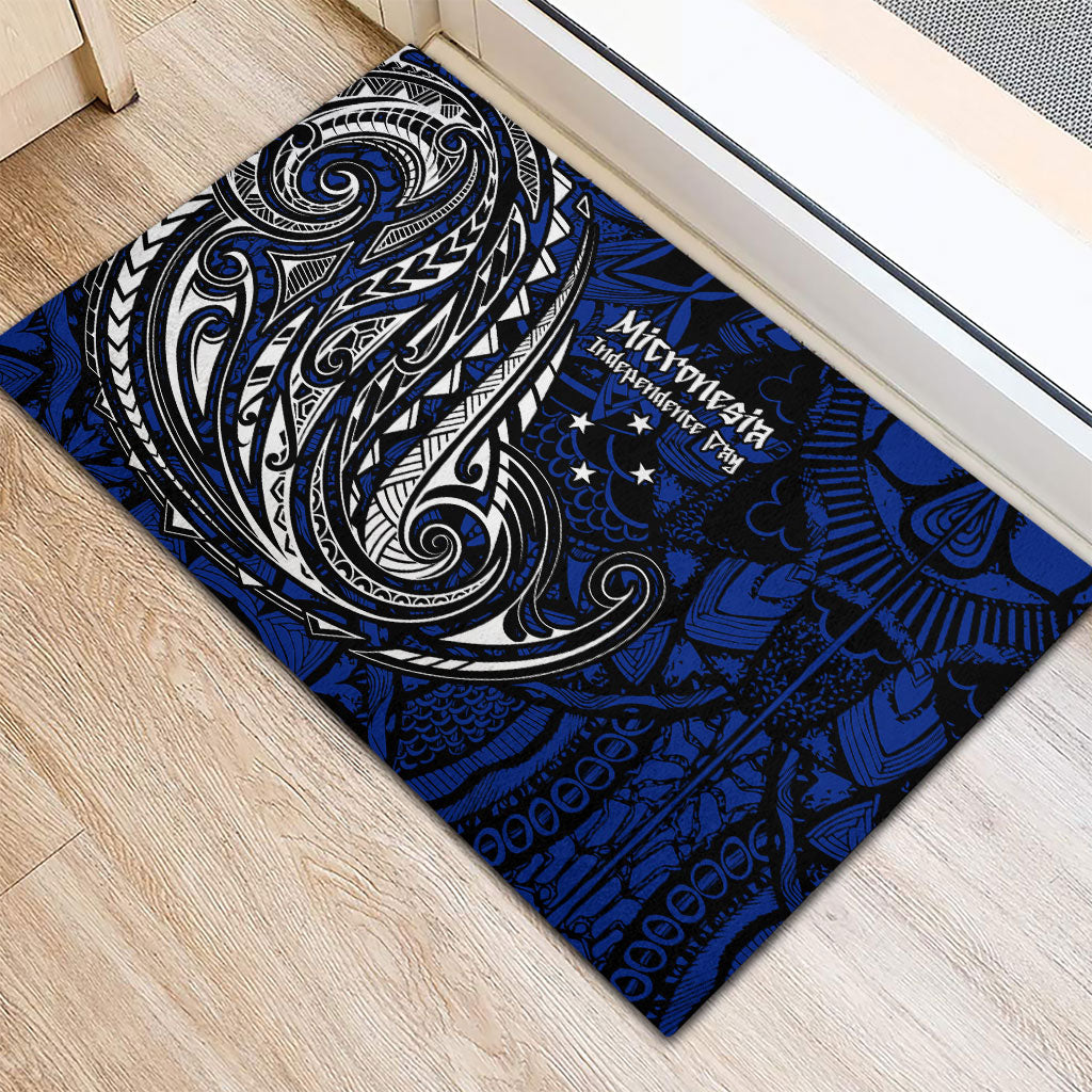 Micronesia Independence Day FSM Rubber Doormat Tribal Tattoo Pattern Flag Seal Heritage TS04 - Polynesian Pride