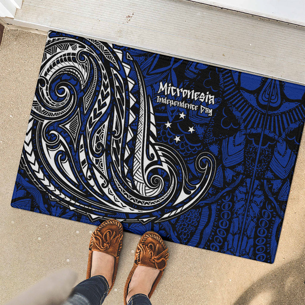 Micronesia Independence Day FSM Rubber Doormat Tribal Tattoo Pattern Flag Seal Heritage TS04 - Polynesian Pride