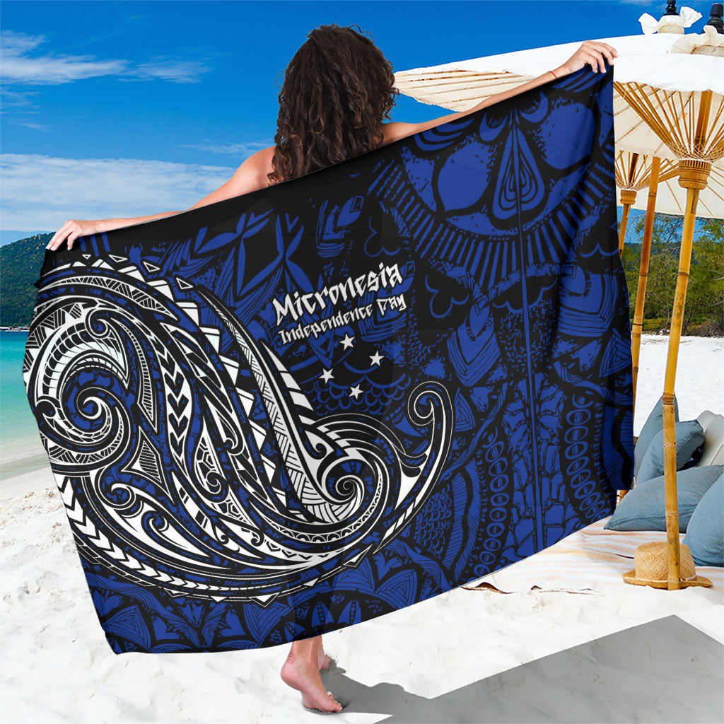 Micronesia Independence Day FSM Sarong Tribal Tattoo Pattern Flag Seal Heritage TS04 One Size 44 x 66 inches Blue Black - Polynesian Pride
