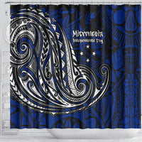 Micronesia Independence Day FSM Shower Curtain Tribal Tattoo Pattern Flag Seal Heritage TS04 - Polynesian Pride