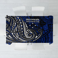 Micronesia Independence Day FSM Tablecloth Tribal Tattoo Pattern Flag Seal Heritage TS04 Blue Black - Polynesian Pride