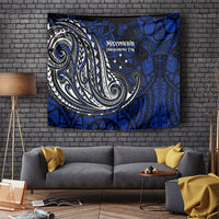 Micronesia Independence Day FSM Tapestry Tribal Tattoo Pattern Flag Seal Heritage TS04 Blue Black - Polynesian Pride