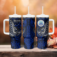 Micronesia Independence Day FSM Tumbler With Handle Tribal Tattoo Pattern Flag Seal Heritage TS04 - Polynesian Pride
