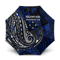 Micronesia Independence Day FSM Umbrella Tribal Tattoo Pattern Flag Seal Heritage TS04 One Size Folded 11.42 inch Opened Diameter 37.4 inch Blue Black - Polynesian Pride