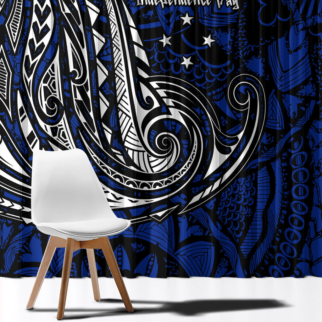 Micronesia Independence Day FSM Window Curtain Tribal Tattoo Pattern Flag Seal Heritage TS04 - Polynesian Pride