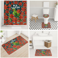 Fiji Taveuni Parrot Bathroom Set Tropical Waterfall Landscape With Floral Tribal Pattern