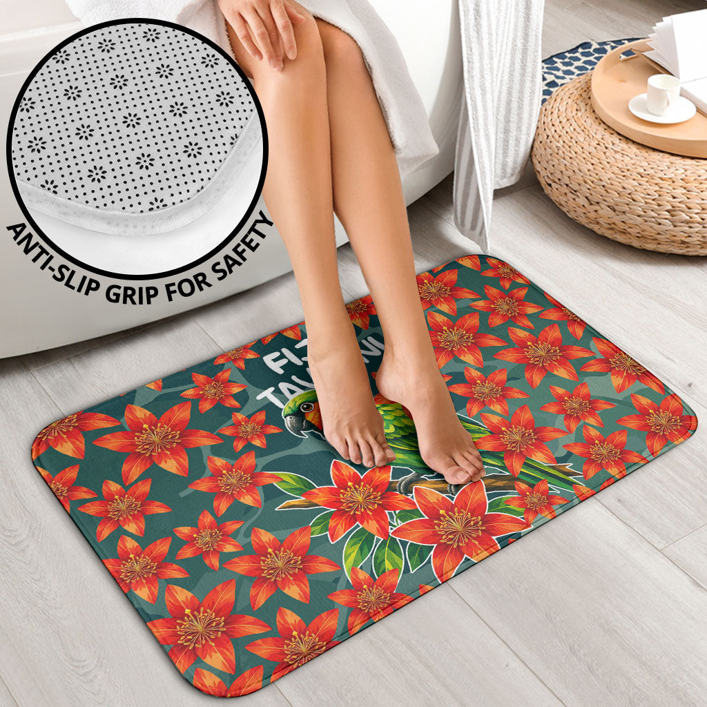 Fiji Taveuni Parrot Bathroom Set Tropical Waterfall Landscape With Floral Tribal Pattern