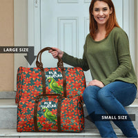 Fiji Taveuni Parrot Travel Bag Tropical Waterfall Landscape With Floral Tribal Pattern