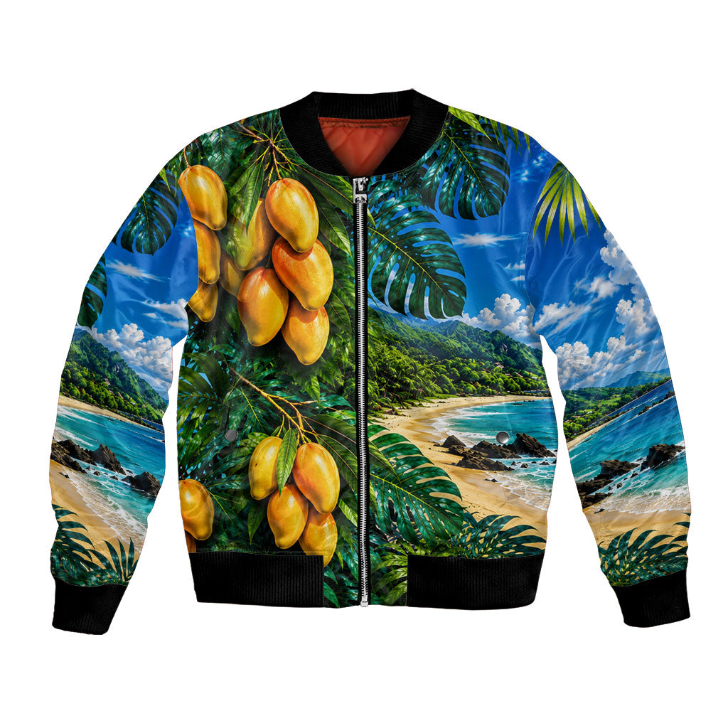 Hawaiian Mango Tropical Beach Bomber Jacket Scenic Island Nature Exotic Fruit Graphic