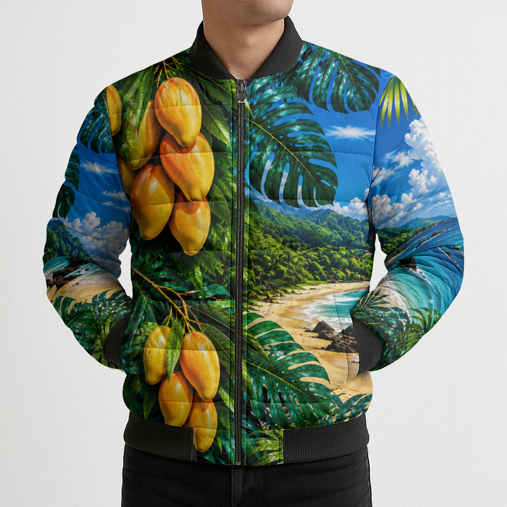 Hawaiian Mango Tropical Beach Bomber Puffer Jacket Scenic Island Nature Exotic Fruit Graphic TS04 - Polynesian Pride