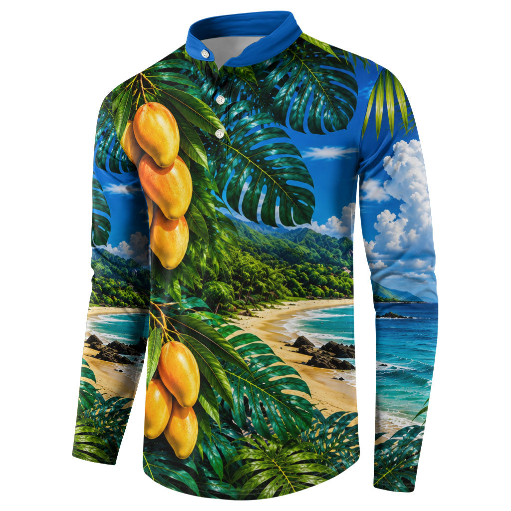 Hawaiian Mango Tropical Beach Button Sweatshirt Scenic Island Nature Exotic Fruit Graphic TS04 - Polynesian Pride