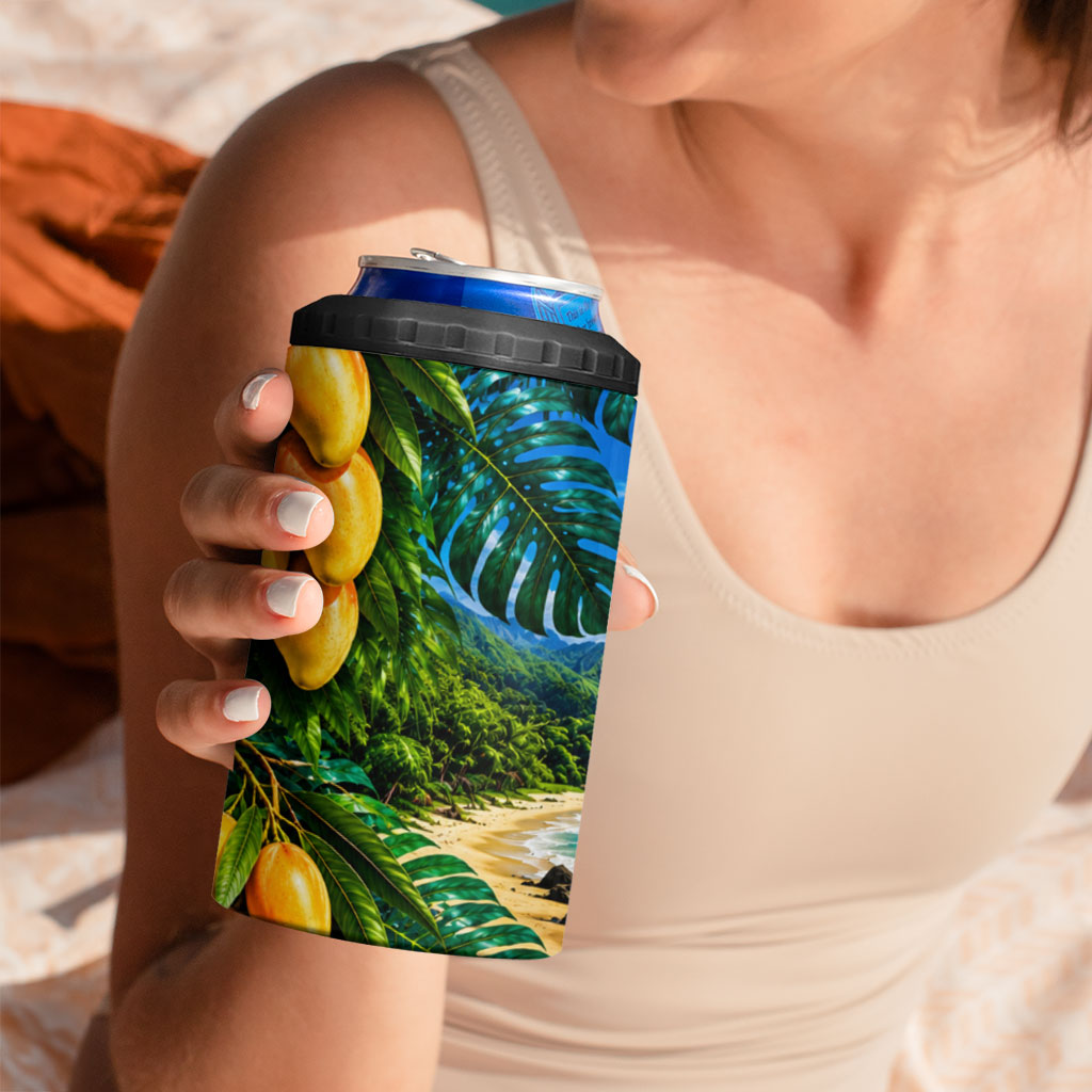 Hawaiian Mango Tropical Beach 4 in 1 Can Cooler Tumbler Scenic Island Nature Exotic Fruit Graphic TS04 - Polynesian Pride