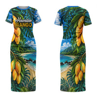 Hawaiian Mango Tropical Beach Couples Matching Short Sleeve Bodycon Dress and Hawaiian Shirt Scenic Island Nature Exotic Fruit Graphic TS04 - Polynesian Pride