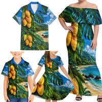 Hawaiian Mango Tropical Beach Family Matching Off Shoulder Maxi Dress and Hawaiian Shirt Scenic Island Nature Exotic Fruit Graphic TS04 - Polynesian Pride