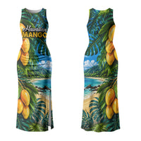 Hawaiian Mango Tropical Beach Family Matching Tank Maxi Dress and Hawaiian Shirt Scenic Island Nature Exotic Fruit Graphic TS04 Mom's Dress Blue Green - Polynesian Pride