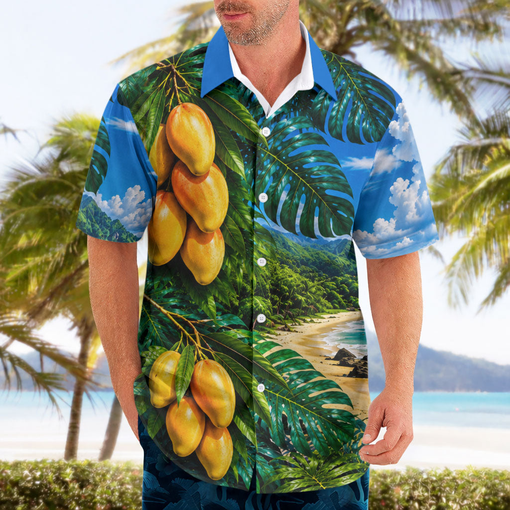 Hawaiian Mango Tropical Beach Hawaiian Shirt Scenic Island Nature Exotic Fruit Graphic TS04 - Polynesian Pride