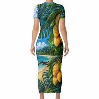 Hawaiian Mango Tropical Beach Short Sleeve Bodycon Dress Scenic Island Nature Exotic Fruit Graphic TS04 - Polynesian Pride