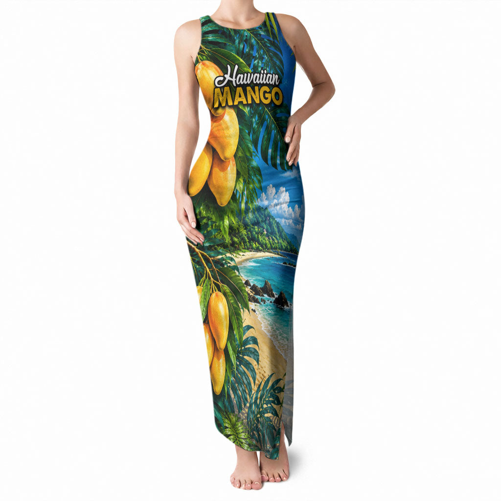 Hawaiian Mango Tropical Beach Tank Maxi Dress Scenic Island Nature Exotic Fruit Graphic